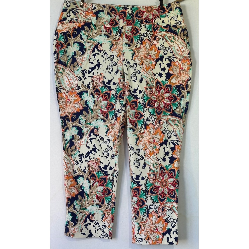 Chico's Brigitte Crop Pants Paisley Floral Women 2 / 12 Colorful